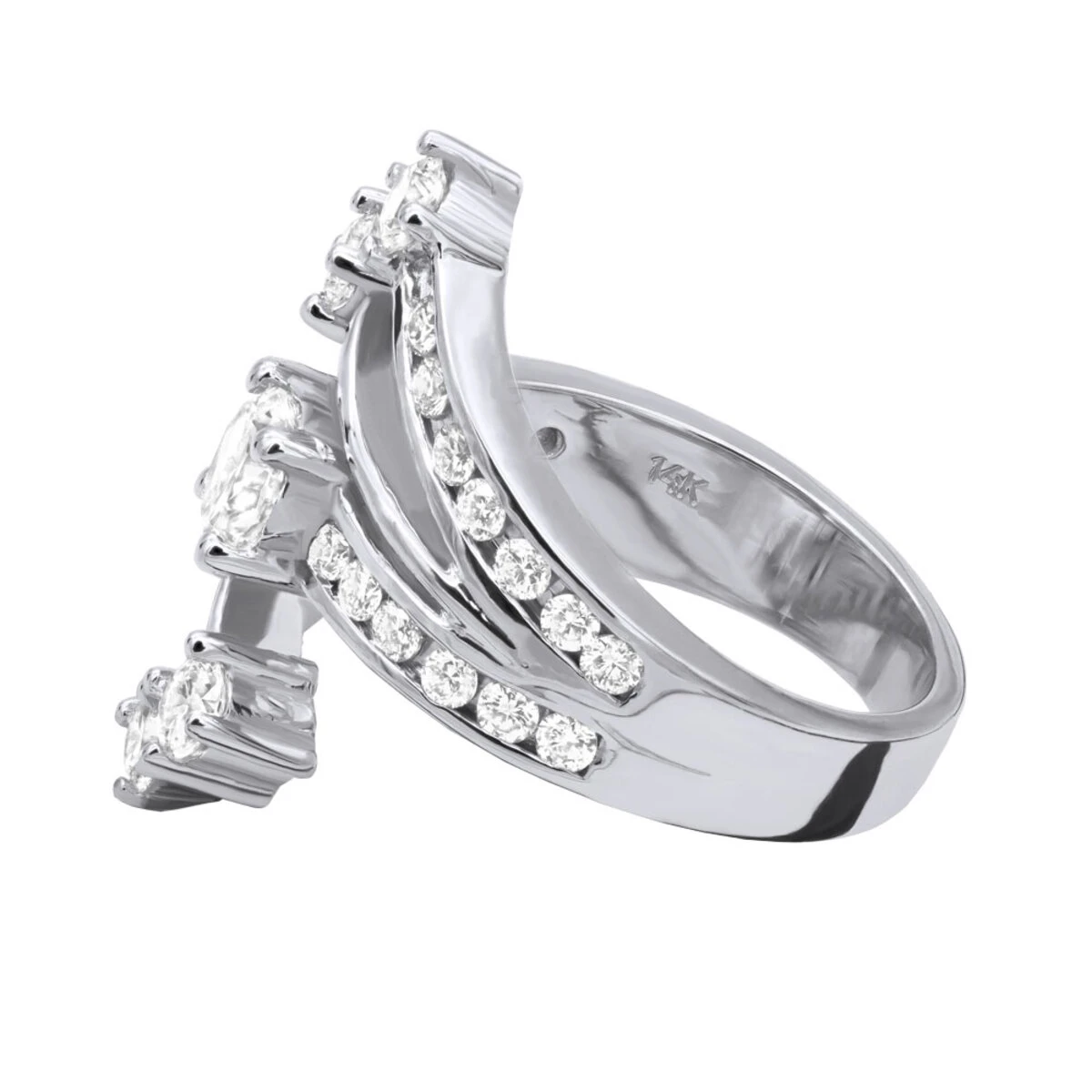 14K White Gold Diamond Right Hand Women's Ring 2.14ct 4 14K White Gold Diamond Right Hand Women's Ring 2.14ct - Image 4