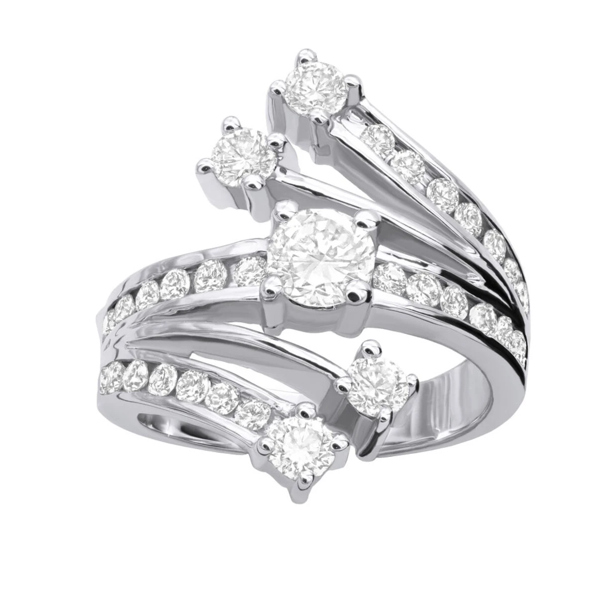 14K White Gold Diamond Right Hand Women's Ring 2.14ct 1 14K White Gold Diamond Right Hand Women's Ring 2.14ct