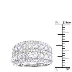 14K White Gold Diamond Ring For Women 2 Carat Unique Diamond Wedding Band -Luxurman 14k gold diamond ring for women 2 carat unique diamond wedding band rulerwh