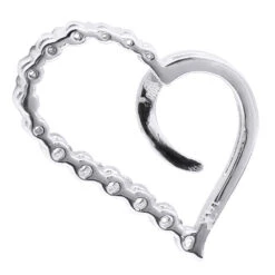 14K White Gold Diamond Small Open Heart Pendant For Women By Luxurman 0.2ct -Luxurman 14k gold diamond small open heart pendant for women by luxurman 02ct back white 20220601