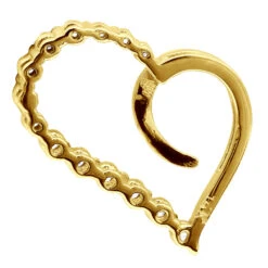 14K White Gold Diamond Small Open Heart Pendant For Women By Luxurman 0.2ct -Luxurman 14k gold diamond small open heart pendant for women by luxurman 02ct back yellow