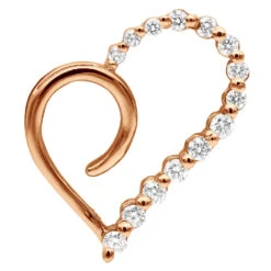 14K White Gold Diamond Small Open Heart Pendant For Women By Luxurman 0.2ct -Luxurman 14k gold diamond small open heart pendant for women by luxurman 02ct rose 20220601