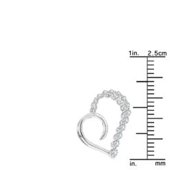 14K White Gold Diamond Small Open Heart Pendant For Women By Luxurman 0.2ct -Luxurman 14k gold diamond small open heart pendant for women by luxurman 02ct ruler white