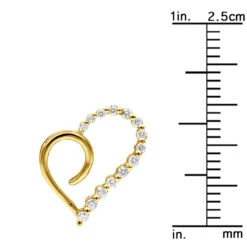 14K White Gold Diamond Small Open Heart Pendant For Women By Luxurman 0.2ct -Luxurman 14k gold diamond small open heart pendant for women by luxurman 02ct ruler yellow