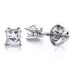 1/2 Carat 14K White Gold Diamond Stud Earrings Princess Diamonds .5ct