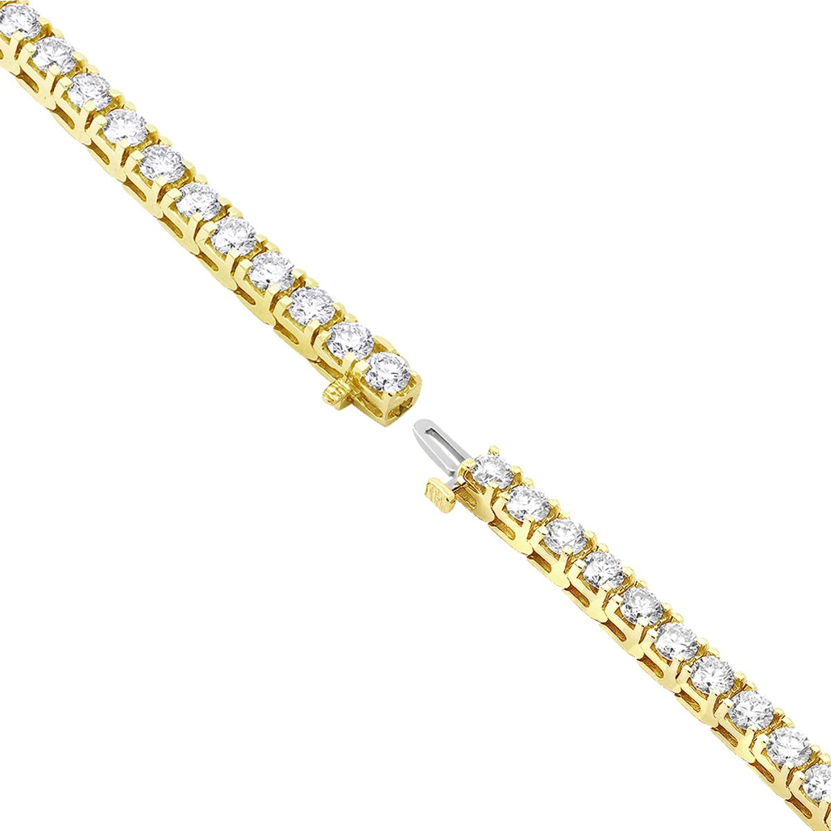 14K Yellow Gold Women's Diamond Tennis Bracelet Round Diamonds 9.72ct 4 14K Yellow Gold Women's Diamond Tennis Bracelet Round Diamonds 9.72ct - Image 4