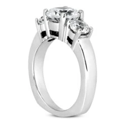 14K White Gold Diamond Three Stone Engagement Ring 1.25ct -Luxurman 14k gold diamond three stone engagement ring 125ct p 24738 back white 20220426