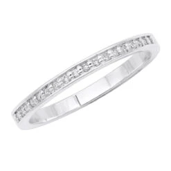 Thin Diamond Wedding Stackable Ring For Women 14K White Gold 0.21ct