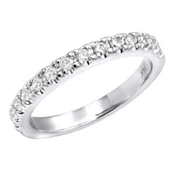Thin 14K White Gold Diamond Unique Engagement Band 0.27ct 2.60mm