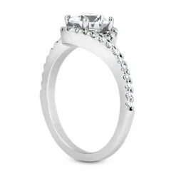 14K White Gold Diamond Unique Engagement Ring 0.76ct 1mm -Luxurman 14k gold diamond unique engagement ring 076ct p 23509 back white 20220426