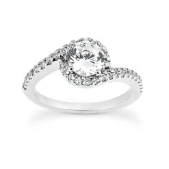 14K White Gold Diamond Unique Engagement Ring 0.76ct 1mm