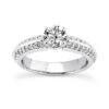 14K White Gold Diamond Unique Engagement Ring 0.88ct