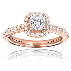 14K White Gold Cushion Cut Diamond Unique Engagement Ring 1.22ct Halo Design 7 14K White Gold Cushion Cut Diamond Unique Engagement Ring 1.22ct Halo Design -Luxurman 14k gold diamond unique engagement ring 122ct p 24378 ro