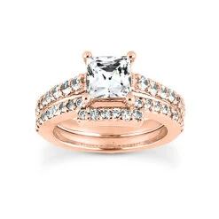 14K White Gold Diamond Unique Engagement Ring Set 0.94ct -Luxurman 14k gold diamond unique engagement ring set 094ct p 23481 rose 20220426