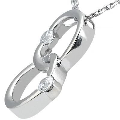 14K White Gold Double Circle Diamond Pendant 0.30ct 2 14K White Gold Double Circle Diamond Pendant 0.30ct - Image 2