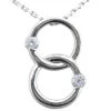 14K White Gold Double Circle Diamond Pendant 0.30ct