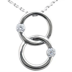 14K White Gold Double Circle Diamond Pendant 0.30ct