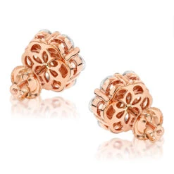 14K White Gold Earrings Round Diamond Clusters 3.5ct -Luxurman 14k gold earrings round diamond clusters 395ct p 5912 backro