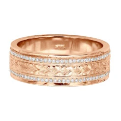 14K White Gold Eternity Diamond Wedding Band For Men & Women Unique Ornamented Ring -Luxurman 14k gold eternity diamond wedding band for men women unique ornamented ring 018013 backro