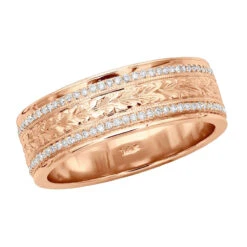 14K White Gold Eternity Diamond Wedding Band For Men & Women Unique Ornamented Ring -Luxurman 14k gold eternity diamond wedding band for men women unique ornamented ring 018013 ro