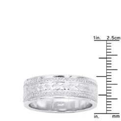 14K White Gold Eternity Diamond Wedding Band For Men & Women Unique Ornamented Ring -Luxurman 14k gold eternity diamond wedding band for men women unique ornamented ring 018013 rulerwh