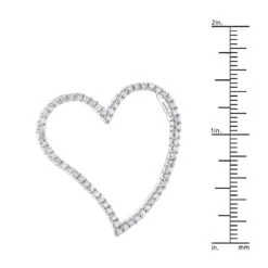 14K White Gold Floating Diamond Heart Pendant 1.25ct -Luxurman 14k gold floating diamond heart pendant 146ct p 5921 rulerwh