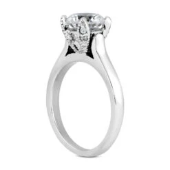 14K White Gold Four-Prong Solitaire Engagement Ring 0.54ct 2mm -Luxurman 14k gold four prong solitaire engagement ring 054ct p 23207 back white 20220426
