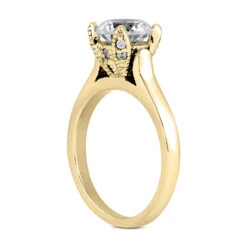 14K White Gold Four-Prong Solitaire Engagement Ring 0.54ct 2mm -Luxurman 14k gold four prong solitaire engagement ring 054ct p 23207 back yellow 20220426