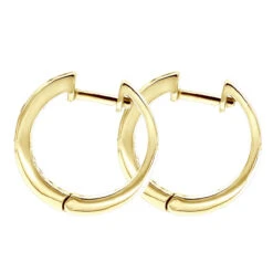 14K White Gold Hoop Huggie Black 0.6 Carat Diamond Earrings For Women -Luxurman 14k gold hoop huggie black diamond earrings for women 06ct 000886 back yellow