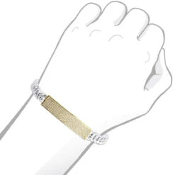 14K Yellow Gold ID Plate Miami Cuban Link Chain Men's Diamond Bracelet 2 Carat -Luxurman 14k gold id plate miami cuban link chain mens diamond bracelet 2 carat 000761 bodye