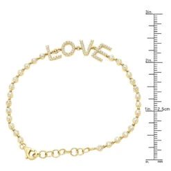 14K Yellow Gold Inline Diamond Tennis Bracelet For Women With LOVE Round Diamonds 0.8ct -Luxurman 14k gold inline diamond tennis bracelet for women with love round diamonds 08ct 803220 rulerye