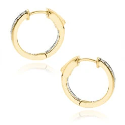 14K Yellow Gold Inside Out Channel Set Diamond Hoop Earrings 1.45ct -Luxurman 14k gold inside out channel set diamond hoop earrings 145ct backye