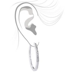 14K White Gold Inside Out Diamond Hoop Earrings 4.6ct -Luxurman 14k gold inside out diamond hoop earrings 36ct 4