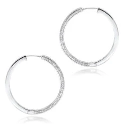 14K White Gold Inside Out Diamond Hoop Earrings For Women 1 Carat By Luxurman 9 14K White Gold Inside Out Diamond Hoop Earrings For Women 1 Carat By Luxurman -Luxurman 14k gold inside out diamond hoop earrings for women 1 carat by luxurman backwh