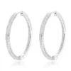 14K White Gold Inside Out Diamond Hoop Earrings For Women 1 Carat By Luxurman