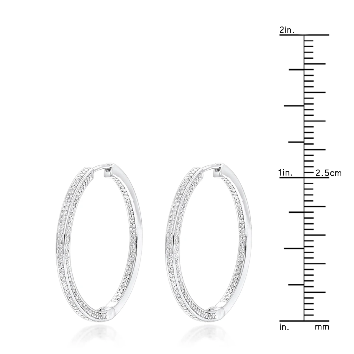 14K White Gold Inside Out Diamond Hoop Earrings For Women 1 Carat By Luxurman 6 14K White Gold Inside Out Diamond Hoop Earrings For Women 1 Carat By Luxurman - Image 6