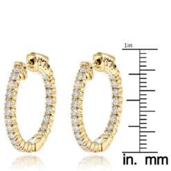 14K Yellow Gold Inside Out Diamond Hoop Earrings For Women 1.3ct 3/4in By Luxurman -Luxurman 14k gold inside out diamond hoop earrings for women 13ct 34in by luxurman rulerye