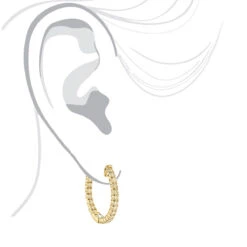 14K Yellow Gold Inside Out Yellow Diamond Hoop Earrings 1.33ct By Luxurman -Luxurman 14k gold inside out yellow diamond hoop earrings 133ct by luxurman bodye