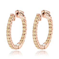 14K Yellow Gold Inside Out Yellow Diamond Hoop Earrings 1.33ct By Luxurman -Luxurman 14k gold inside out yellow diamond hoop earrings 133ct by luxurman ro