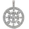 14K White Gold Ladies Circle Diamond Necklace 0.80ct 23.8mm