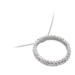 14K White Gold Ladies Circle Diamond Necklace 1.05ct 6 14K White Gold Ladies Circle Diamond Necklace 1.05ct -Luxurman 14k gold ladies circle diamond necklace 105ct p 28208 back white 20220426