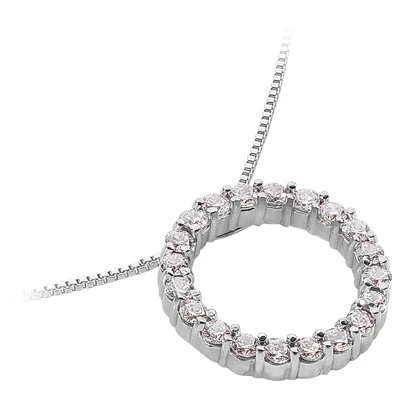 14K White Gold Ladies Circle Diamond Pendant 1.40ct 3 14K White Gold Ladies Circle Diamond Pendant 1.40ct - Image 3