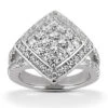 14K White Gold Ladies Diamond Ring 1.47ct 8.2mm