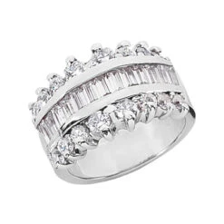 14K White Gold Ladies Diamond Ring 1.79ct 13mm