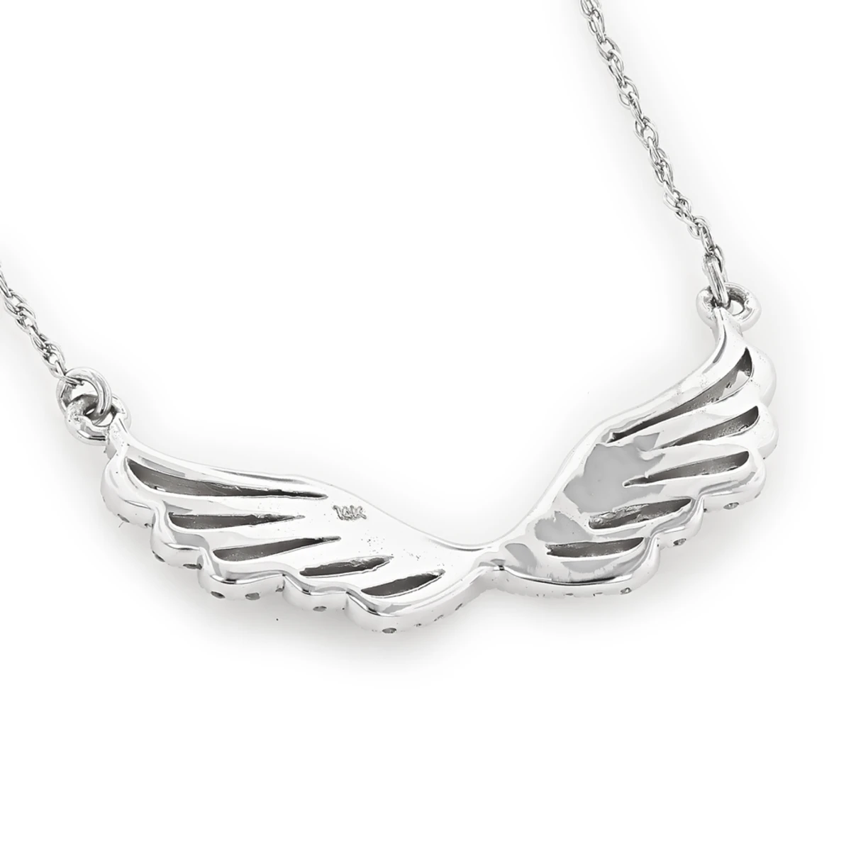 14K White Gold Ladies Diamond Wings Necklace Pendant By Luxurman 4 14K White Gold Ladies Diamond Wings Necklace Pendant By Luxurman - Image 4