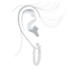 Large 5 Carat 1.5in Ladies Inside Out Diamond Hoop Earrings 14K Yellow Gold -Luxurman 14k gold ladies inside out diamond hoop earrings 5ct 15in 3