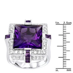 14K White Gold Large Diamond Amethyst Cocktail Ring For Women By Luxurman 14ct -Luxurman 14k gold large diamond amethyst cocktail ring for women by luxurman 14ct rulerwh
