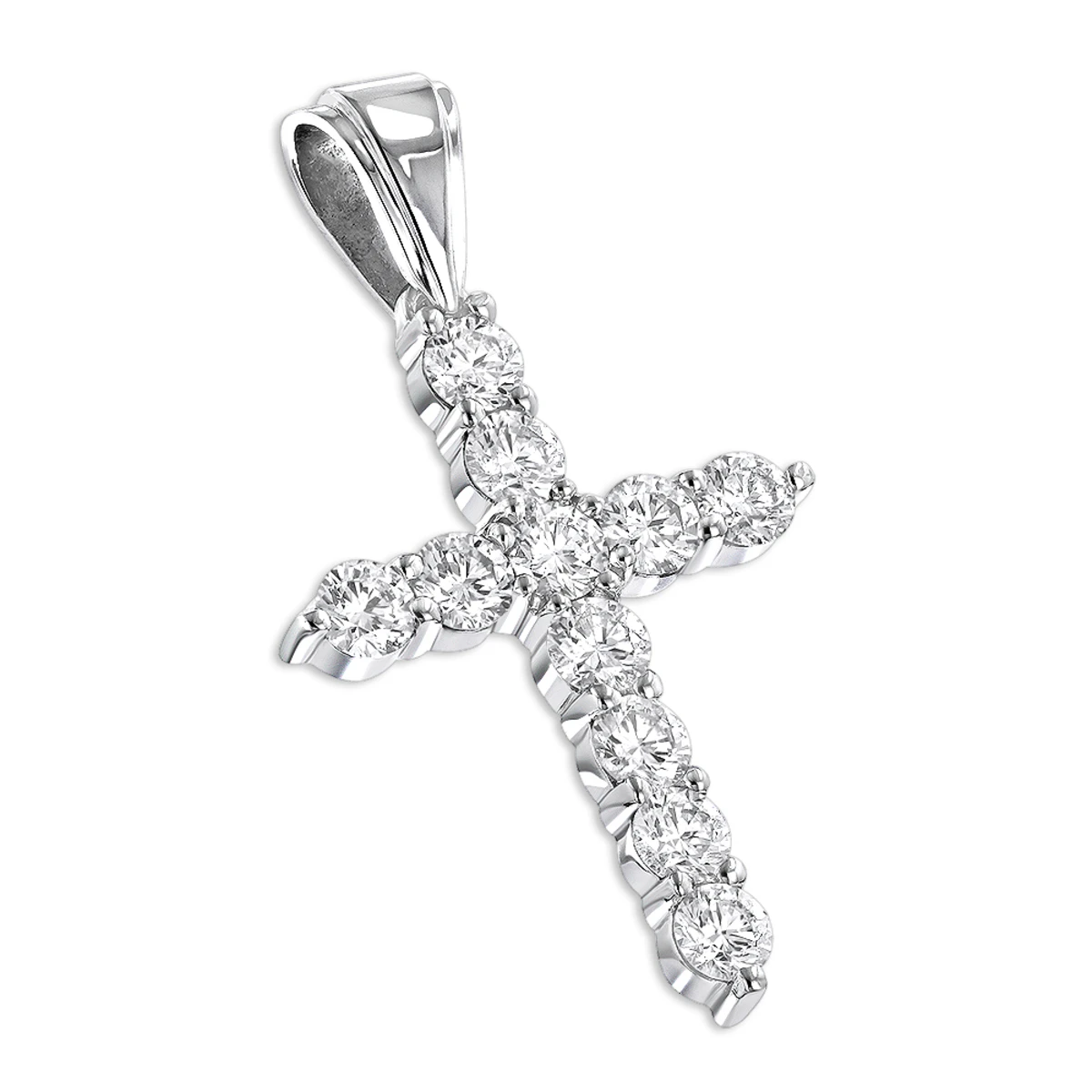 14K White Gold Large Diamond Cross Pendant For Men & Women By LUXURMAN 3.3ctw 1 14K White Gold Large Diamond Cross Pendant For Men & Women By LUXURMAN 3.3ctw