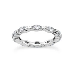 Thin 14K White Gold Marquise Cut Diamond Eternity Band 1.50ct