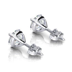 14K White Gold Martini Setting Diamond Stud Earrings -Luxurman 14k gold martini setting diamond stud earrings p 40339 backwh